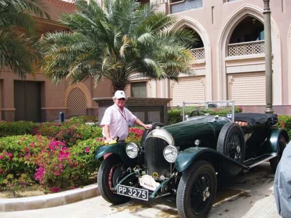 IN TOWN THIS WEEKEND...Look out for the Bentley Drivers Club of Australia in Shepparton for their Silo Art Tour Rallye. Pictured is Bentley Drivers Club of Australia secretary Phillip Schudmak at a vintage Bentley rallye in Abu Dhabi. Photo: Supplied
