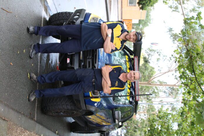 UP FOR ANY CHALLENGE... Central Tyre Service Shepparton has a massive range for 4WD. Pictured are owners and business partners Timothy Webb and Rod Poliness with their rugged Goodyear Ford Raptor. Photo: Steve Hutcheson