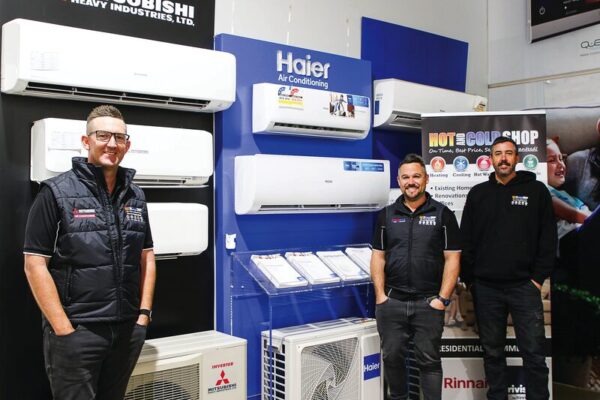 ONE STOP SHOP FOR COOL AIR THIS SUMMER... Hot and Cold Shop directors (from left) Paul Marshall, Phil Lahm and Jade Tucker lead a team of skilled professionals who will service your needs from phone inquiry right through to installation, full-back up service and warranty support. Photo: Natasha Fujimoto