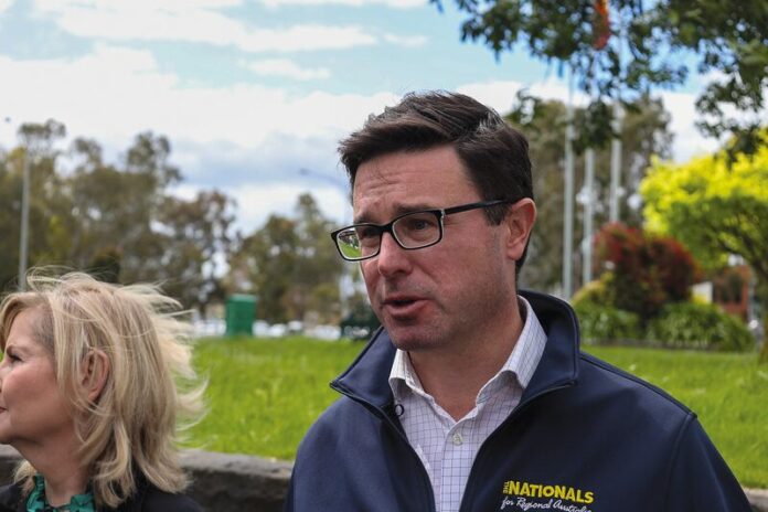 HUB OPEN... Party leader, David Littleproud visited flood-affected Rochester and the Hub last week with National Party candidate Kim O'Keeffe and Federal Member for Nicholls, Sam Birrell. Photo: Deanne Jeffers