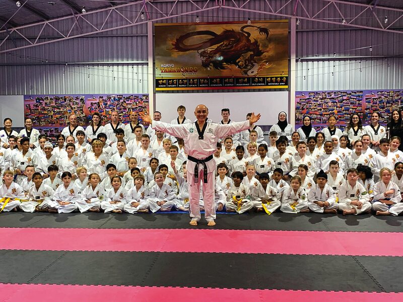EXCELLENT TALENT... Koryo Taekwondo Centre Shepparton hosted the annual Bev Walker Kyorugi (fighting) and Poomsae (pattern) competition on Sunday, November 6. Pictured are Koryo Taekwondo students with Taekwondo instructor, Sammy Rachele. Photos: Supplied