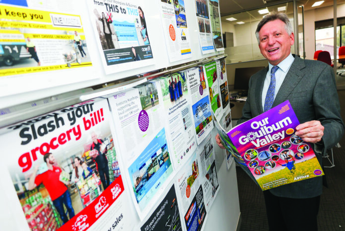 PUBLISHING OUR REGION’S SUCCESSES… Our Goulburn Valley magazine is back and bigger and better than ever. Pictured is the Shepparton Adviser’s managing editor, Geoff Adams, with Our Goulburn Valley magazine 2021. Photo: Kelly Carmody