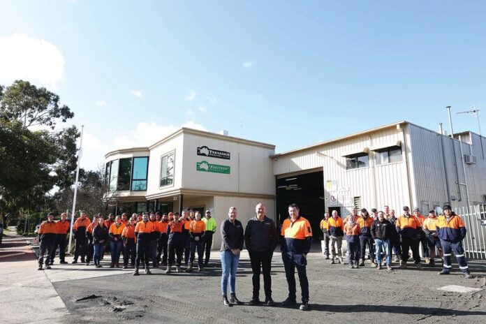 SMALL TOWN VALUES, BIG PROJECTS...Trevaskis Engineering has remained a trusted name throughout the Goulburn Valley specialising in precision punching, cutting, forming and pressing of sheet metal. Pictured centre from left is business financial controller Kristen Whitford, director Michael Mason and operations manager Scott Alexander with their trusted team. Photo: Kelly Carmody