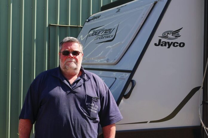 STRONG FOUNDATION... After 39 years, Solar City Caravans has seen immense change with business still going strong, servicing the greater part of Victoria and surrounding areas. Pictured is Craig Collins, who started in the industry alongside his father, Don Collins. Photo: Deanne Jeffers