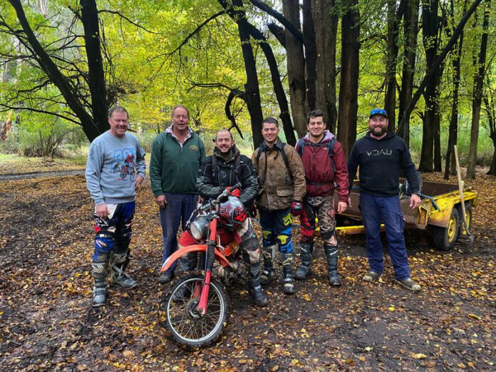 PICTURESQUE, THRILLING AND WILD...Goulburn Valley Motorcycle club's 40th Skeeta postie bike challenge through the rugged Wonnangatta Valley in May pushed bikes and endurance to the limit. From left, Steve, Garry and Ross Threlfall with Joseph and Michael Rizzeri and Ricky Wayman.Photos: Supplied