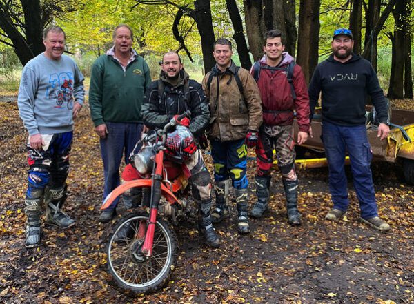 PICTURESQUE, THRILLING AND WILD...Goulburn Valley Motorcycle club's 40th Skeeta postie bike challenge through the rugged Wonnangatta Valley in May pushed bikes and endurance to the limit. From left, Steve, Garry and Ross Threlfall with Joseph and Michael Rizzeri and Ricky Wayman.Photos: Supplied
