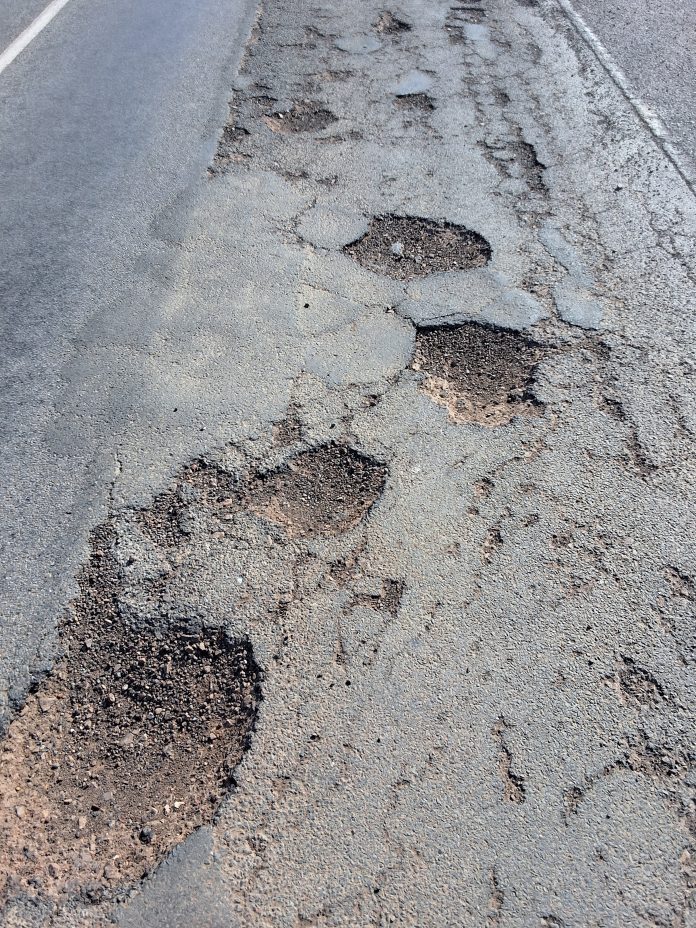 Photo of potholes on Vickers Road, Nagambie