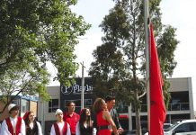 Albanian flag raising