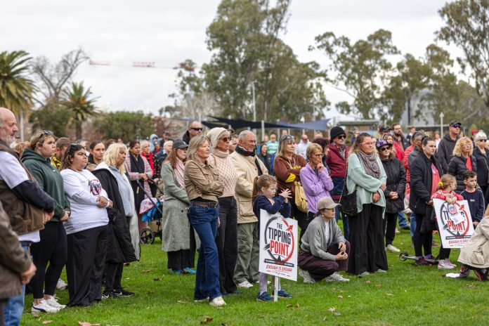 TheTippingPoint-84_02586 TIPPING POINT... Hundreds of people attended the Tipping Point – Standing Up for Change event at the Victoria Park Lake last month, calling for a change of law in youth crime. In the aftermath of the event, you can still sign the petition before it is presented to the Legislative Assembly. Photo: Supplied