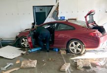 Stolen vehicle crashed into change rooms